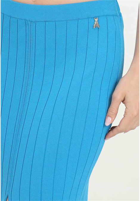 Long wide ribbed skirt in light blue certified viscose for women PATRIZIA PEPE | 2G0969/K182CA04